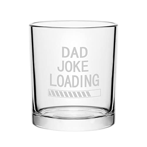 Dad Joke Loading Whiskey Glass 10Oz, Funny Old Fashioned Whiskey Glass Gift for New Dad, Father, Papa, Old Man, Dad Whiskey Rocks Glass Gifts for Christmas, Birthday, Father's Day for Bourbon Whiskey