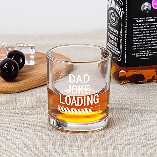 Dad Joke Loading Whiskey Glass 10Oz, Funny Old Fashioned Whiskey Glass Gift for New Dad, Father, Papa, Old Man, Dad Whiskey Rocks Glass Gifts for Christmas, Birthday, Father's Day for Bourbon Whiskey