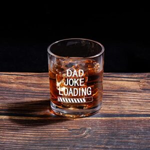 Dad Joke Loading Whiskey Glass 10Oz, Funny Old Fashioned Whiskey Glass Gift for New Dad, Father, Papa, Old Man, Dad Whiskey Rocks Glass Gifts for Christmas, Birthday, Father's Day for Bourbon Whiskey