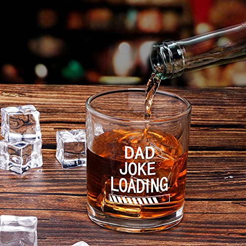Dad Joke Loading Whiskey Glass 10Oz, Funny Old Fashioned Whiskey Glass Gift for New Dad, Father, Papa, Old Man, Dad Whiskey Rocks Glass Gifts for Christmas, Birthday, Father's Day for Bourbon Whiskey