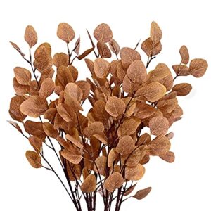 artflower artificial eucalyptus leaves, tall silver dollar eucalyptus leaf greenery stems silk plastic plants fake eucalyptus garland branches for home wedding party thanksgiving décor