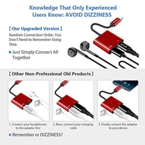 AGVEE Dual USB-C Headphone & Charging Adapter, Type-C Earbud Splitter, Duo USBC Audio & Charger Jack Earphone Dongle for Samsung S21 S20 FE 5G Ultra, Note 20 10, iPad Pro, Pixel 2 3 4 5 XL, Red