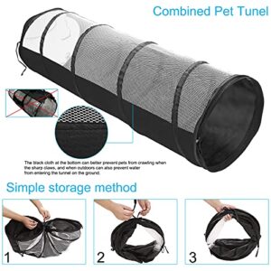 Zhilishu Small Animal Playpen, Portable Guinea Pig Playpen Pet Playpen Kitten Playpen with Double Zippered Cover Indoor Outdoor for Bunny, Rabbit, Hamster Connect Tunnel(Black)