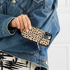 iPhone 12 Crossbody Case, ZVEdeng iPhone 12 Pro Wallet Case Card Holder Crossbody Chain Wrist Strap for Women Zipper Wallet Shockproof Leather Case Cover for iPhone 12/12 Pro 6.1'' Cheetah Print Skin