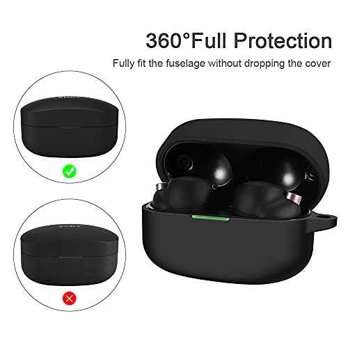 Cover Cases for Sony WF-1000XM4, Sillicone Case with Keychain Durable Shockproof Drop Proof Full Body Protective Case for Sony Wireless Earbuds (1-Black)