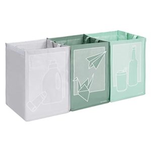 navaris recycle bag set (3 pieces) - reusable recycling bags to separate paper, plastic, glass - recycling bins sorter bin organizer for kitchen, home