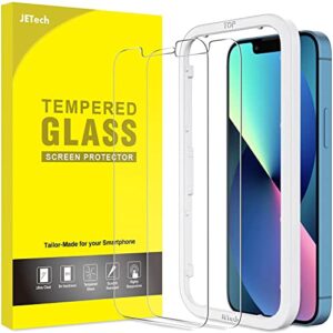 jetech screen protector compatible with iphone 13/13 pro 6.1-inch, tempered glass film with easy-installation tool, 2-pack