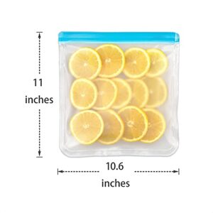 MOCHEE Reusable Gallon Freezer Bags 6 Pack Extra Thick Reusable Food Storage Bags Leakproof Gallon Storage Bags for Meat, Fruit ,Vegetable, Sandwich, Snack