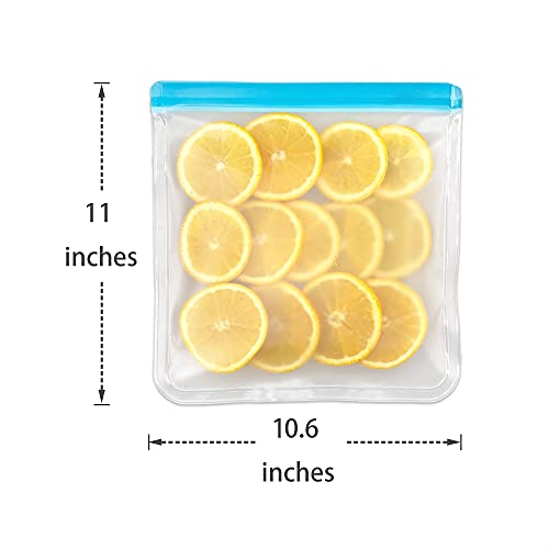 MOCHEE Reusable Gallon Freezer Bags 6 Pack Extra Thick Reusable Food Storage Bags Leakproof Gallon Storage Bags for Meat, Fruit ,Vegetable, Sandwich, Snack