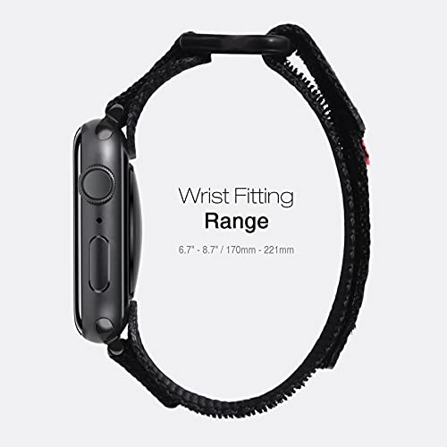 Nereides Compatible with Apple Watch Band Series 8/7/6/5/4/3/2/1/SE, Nylon Sports Strap with Woven Design for 42mm/44mm/45mm 38mm/40mm/41mm ( L, Black)