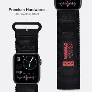 Nereides Compatible with Apple Watch Band Series 8/7/6/5/4/3/2/1/SE, Nylon Sports Strap with Woven Design for 42mm/44mm/45mm 38mm/40mm/41mm ( L, Black)