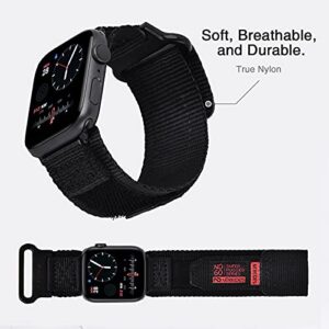 Nereides Compatible with Apple Watch Band Series 8/7/6/5/4/3/2/1/SE, Nylon Sports Strap with Woven Design for 42mm/44mm/45mm 38mm/40mm/41mm ( L, Black)