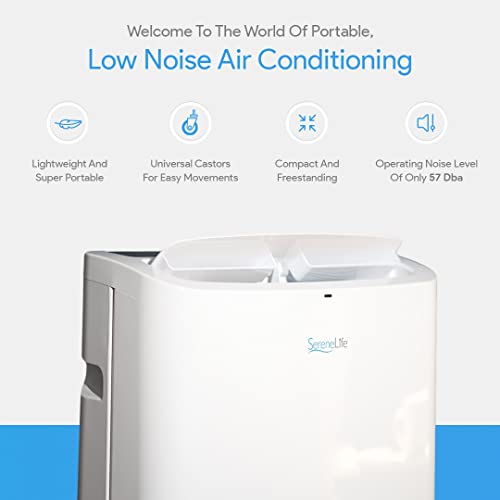 SereneLife SLPAC14 SLPAC Portable Air Conditioner Compact Home AC Cooling Unit with Built-in Dehumidifier & Fan Modes, Quiet Operation, Includes Window Mount Kit, 14,000 BTU, White