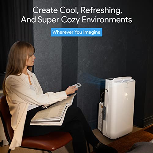 SereneLife SLPAC14 SLPAC Portable Air Conditioner Compact Home AC Cooling Unit with Built-in Dehumidifier & Fan Modes, Quiet Operation, Includes Window Mount Kit, 14,000 BTU, White