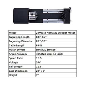 OMTech Rotary Cutter and Engraver Attachment with 3-Jaw Chuck and 2-Phase Stepper Motor for 50W 60W 80W 100W 130W CO2 Laser Engraving Machines Rotary Tool Accessory Kit for Wood and More