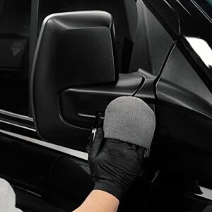 SGCB Microfiber Car Wax Applicator Mitt - Pro Scratch Free Auto Detailing Microfiber Wax Foam Applicator Pad With Finger Pocket High Dense Sponge Fingertips Glove, Durable Microfiber Foam Mitt (2 Pcs)