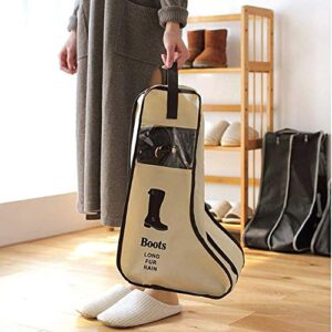 Corkwaw Portable 2 Pair Boot Storage Bags Dust Proof Shoe Bags,Zippered Tall Boots Organizer Protector Bag for Home and Travel Beige