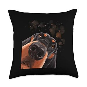 black and tan coonhound gifts funny curious dog black and tan coonhound throw pillow, 18x18, multicolor