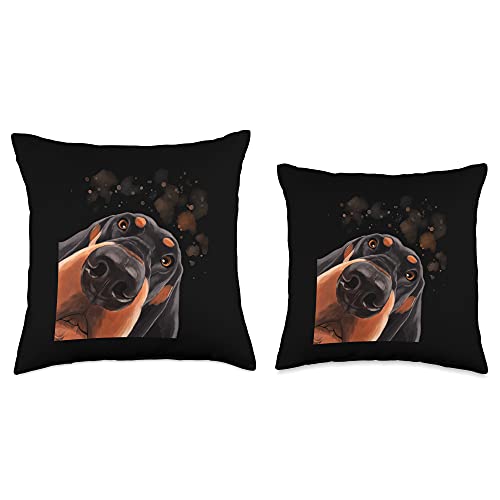 Black and Tan Coonhound Gifts Funny Curious Dog Black and Tan Coonhound Throw Pillow, 18x18, Multicolor