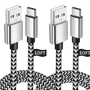 usb c cable 10ft 2pack type c phone charger cord for samsung galaxy a01 a02s a10e a11 a12 a21 a32 a42 a50 a51 a52 s9 s10 s20 fe note 20 ultra s21,moto g stylus power g7 g6 z4,lg stylo 6 g7 g8 thinq