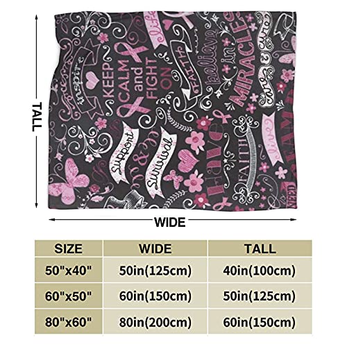 Blanket Breast Cancer Awareness Hopes Throw Blanket Ultra Soft Velvet Blanket Lightweight Bed Blanket Quilt Durable Home Decor Fleece Blanket Sofa Luxurious for Men Women Kids Blanket 50x60in