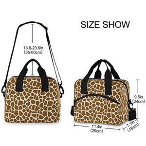 KEEPREAL Giraffe Skin Texture Print Insulated Lunch Bag with Shoulder Strap & Carry Handle, School Lunch Box for Kids, Eco-friendly Cooler Bag Tote Bag for Men,Women