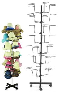loyalheartdy hats stand display, adjustable iron hat rack stand, hat rotating display 35 hats rotating hat display rack free standing metal floor caps head-wear stand 7 tier (black)