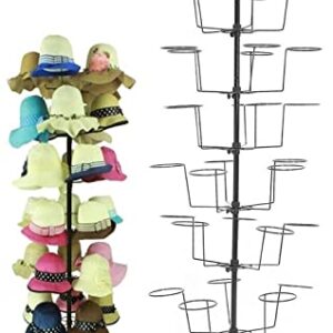 LOYALHEARTDY Hats Stand Display, Adjustable Iron Hat Rack Stand, Hat Rotating Display 35 Hats Rotating Hat Display Rack Free Standing Metal Floor Caps Head-wear Stand 7 Tier (Black)