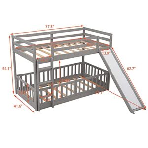 Merax Low Bunk Beds with Slide and Ladder