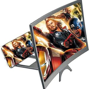 GUAGLL 12'' Screen Magnifier, 3D Curve Foldable Mobile Phone Screen Amplifier for Movies Videos Gaming Supports All Smartphones