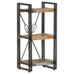 vidaXL 3-Tier Bookcase Book Cabinet Bookshelf Stand Shelf Storage Rack Home Organizer Side Cabinet Living Room Office 15.7" Solid Reclaimed Wood