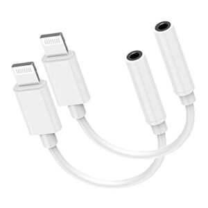 2 pack lightning to 3.5 mm headphone jack adapter, [apple mfi certified] iphone 3.5mm jack aux dongle cable earphones headphones converter compatible with iphone 13/iphone 12/ 12 pro/11/xr/xs/8/7/ipad