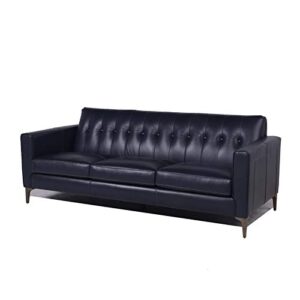 nice link home furnishings payton leather sofa in navy