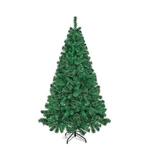 artificial christmas tree xmas pine tree, automatic open, hinged flocked with metal stand for holiday home party decoration(7.5ft, auto-green)