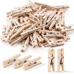 mini clothespins, mini clothes pins for photo natural wooden small picture clips for crafts 1 inch 100 pcs tiny pegs decorative wood clips for wall hanging pictures