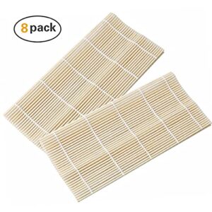 JIALEEY Bamboo Sushi Rolling Mat, 9.5x9.5 Inch, 8 PCS Set