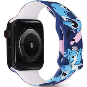 octt compatible with apple watch bands 38mm 40mm 41mm 42mm 44mm 45mm 49mm, silicone cartoon design pattern printed sport wristbands for iwatch series se 8 7 6 5 4 3 2 1