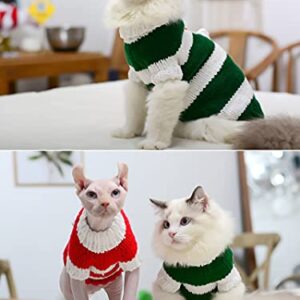 Bonaweite Sphynx Cat Clothes Hairless Cat Sweaters Cat Stripe Vest Turtleneck Clothes, Warm Adorable Sweater Shirts Kitten Wear, Cat's Pajamas Jumpsuit for Sphynx, Cornish Rex, Devon Rex, Peterbald