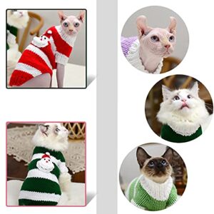 Bonaweite Sphynx Cat Clothes Hairless Cat Sweaters Cat Stripe Vest Turtleneck Clothes, Warm Adorable Sweater Shirts Kitten Wear, Cat's Pajamas Jumpsuit for Sphynx, Cornish Rex, Devon Rex, Peterbald