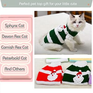 Bonaweite Sphynx Cat Clothes Hairless Cat Sweaters Cat Stripe Vest Turtleneck Clothes, Warm Adorable Sweater Shirts Kitten Wear, Cat's Pajamas Jumpsuit for Sphynx, Cornish Rex, Devon Rex, Peterbald