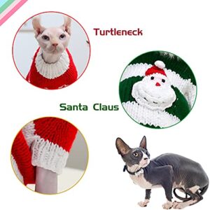 Bonaweite Sphynx Cat Clothes Hairless Cat Sweaters Cat Stripe Vest Turtleneck Clothes, Warm Adorable Sweater Shirts Kitten Wear, Cat's Pajamas Jumpsuit for Sphynx, Cornish Rex, Devon Rex, Peterbald