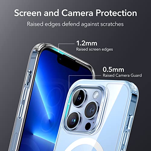 ESR for iPhone 13 Pro Max Phone Case, Compatible with MagSafe, Shockproof Military-Grade Protection, Yellowing Resistant, Magnetic Case for iPhone 13 Pro Max, Classic Hybrid Case (HaloLock), Clear