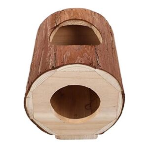 tddgg 1 pc chinchilla natural tree hole tunnel toy hamster wooden house tree trunk hamster hideout pet supplies squirrel feeder