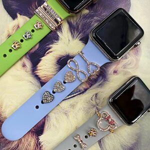 Idealiveny Watch-Band-Decorative-Charms Compatible for Iwatch Series 6 5 4 3 2 1 Metal Decorative Rings Loops for SmartWatch Band 38mm 40mm 42mm 44mm Silicone Watch Band-Accessories-Charms (Paw Set)