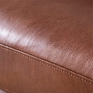 Nice Link Home Furnishings Rex Mid-Century Leather Sofa in Cobblestone Brown