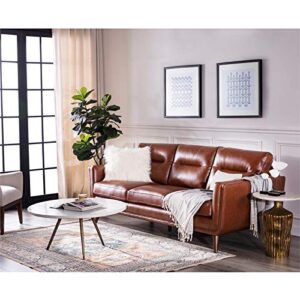 Nice Link Home Furnishings Rex Mid-Century Leather Sofa in Cobblestone Brown