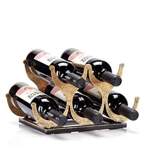 aayla wine holder rack - metal gold tabletop wine bottle holders, holds 5 wine bottles, assembly required, for wine lovers to store the wine collection