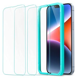 esr tempered-glass screen protector compatible with iphone 14 plus and iphone 13 pro max, with easy installation frame, military-grade protection, ultra tough, scratch resistant, 3 pack