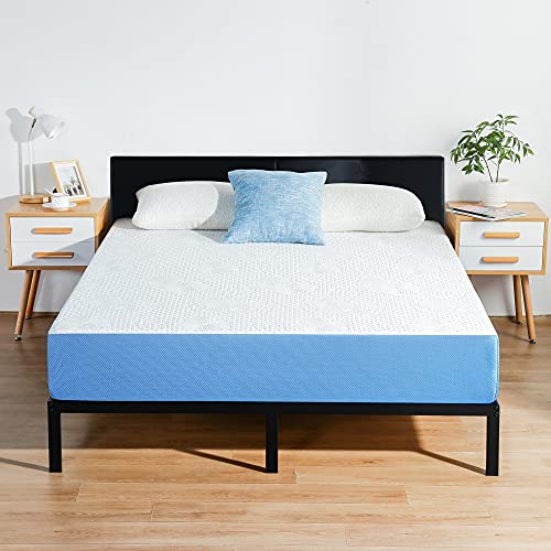 Olee Sleep 8 Inch Ventilated Gel Infused Memory Foam Mattress, CertiPUR-US® Certified, Blue, Full