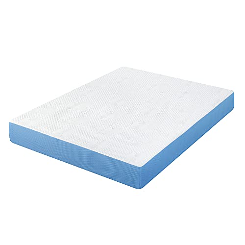 Olee Sleep 8 Inch Ventilated Gel Infused Memory Foam Mattress, CertiPUR-US® Certified, Blue, Full